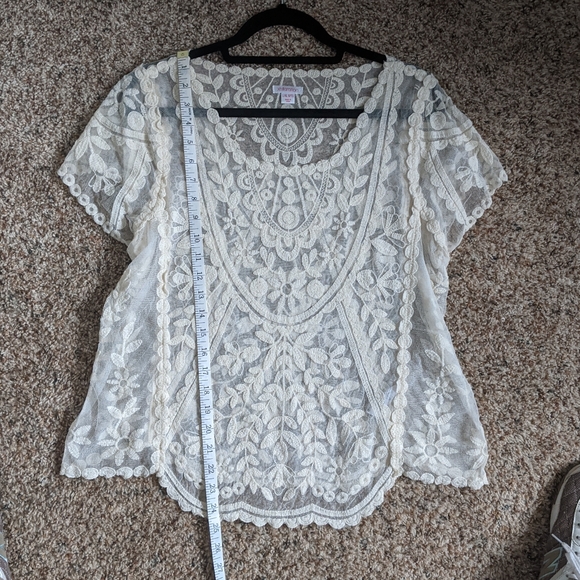 (xhilaration) Cream Boho Lace Top L/XL - Picture 4 of 7
